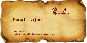 Mendl Lajos névjegykártya